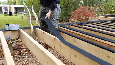 deck building double joists tape