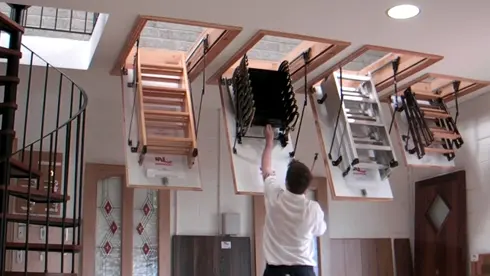 Insulated attic door folding ladders
