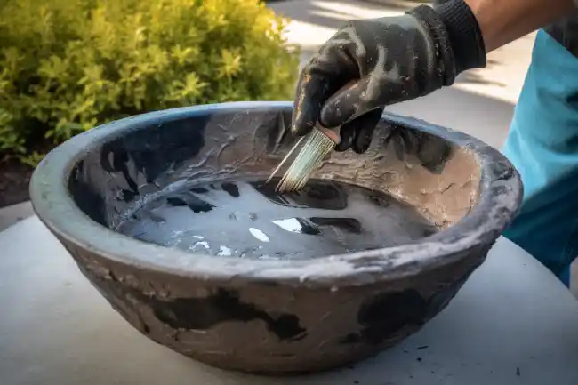 How should I seal hairline cracks in a concrete birdbath