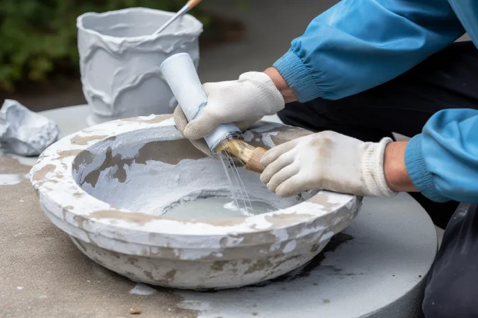 how to seal cracked concrete bird bath